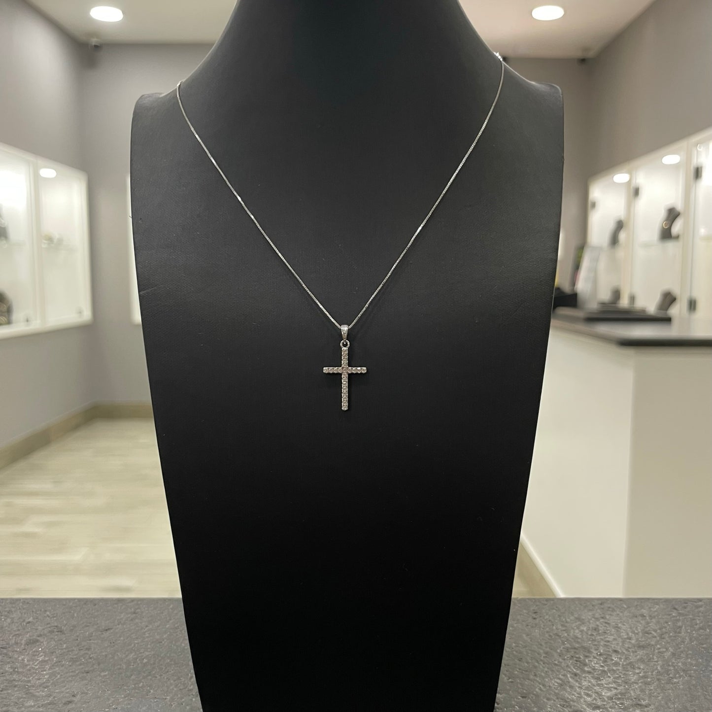 Collana veneziana croce esile oro e zirconi