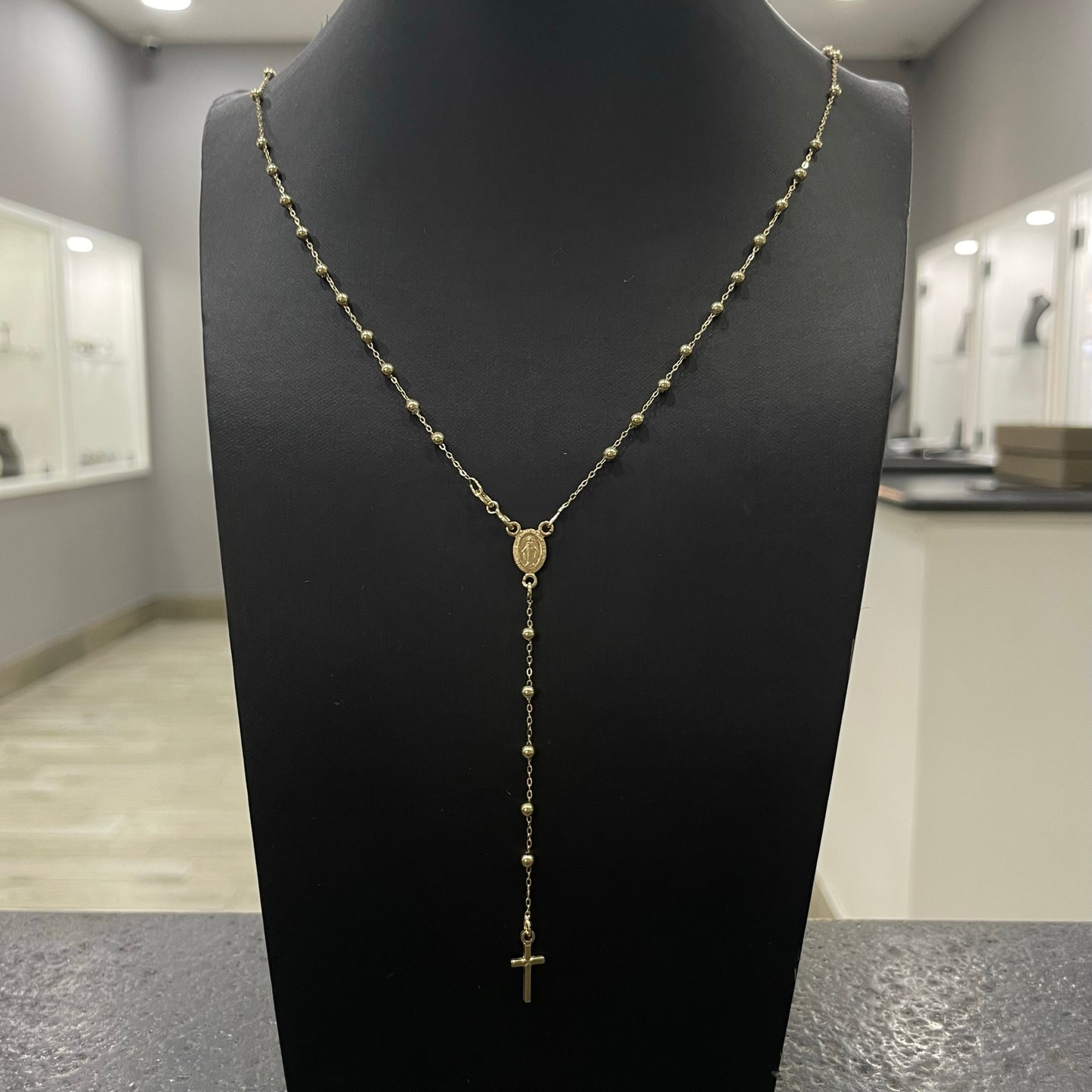 Collana rosario sfere lisce oro