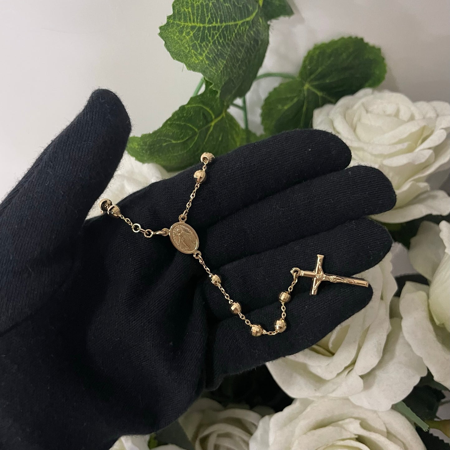 Collana rosario sfere martellate oro