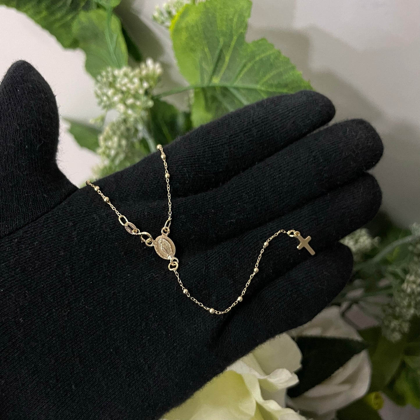 Collana rosario con sfere lisce oro