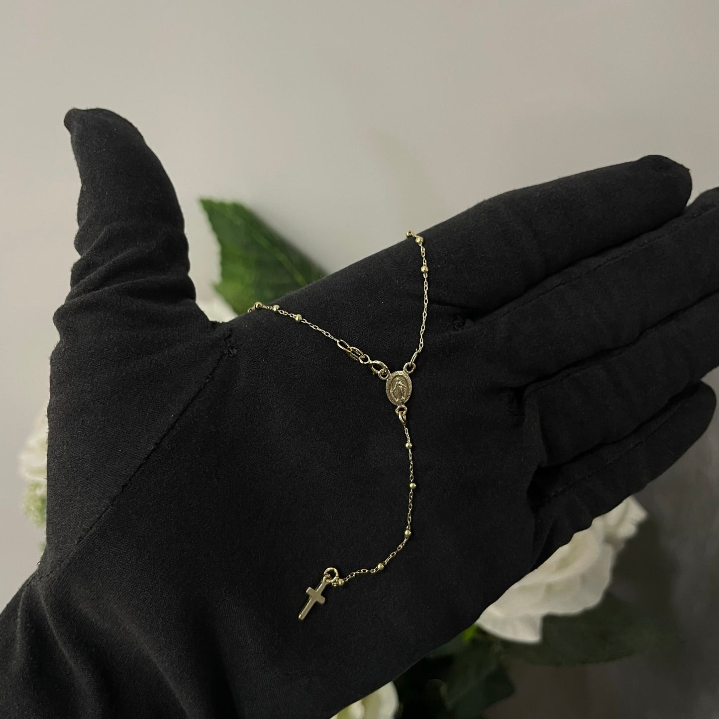Collana rosario sfere lisce oro